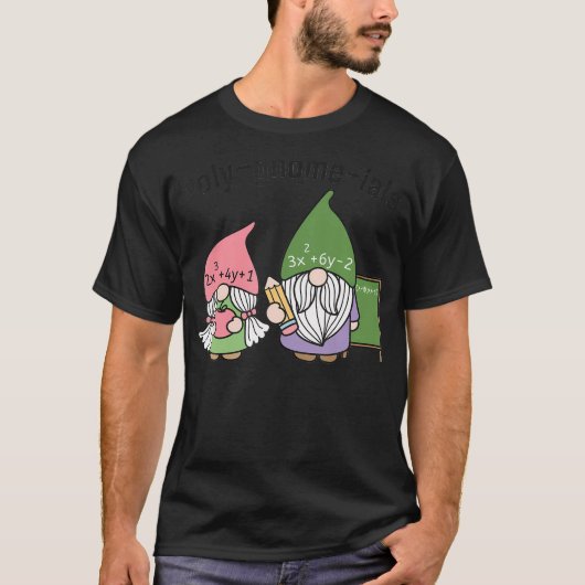 Grappige Wiskunde Docent Poly-Gnome-Ials Algebra D T-shirt (Voorkant)