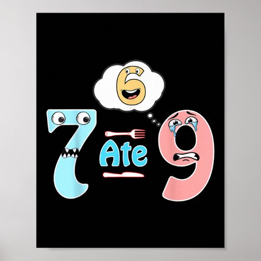 Grappige Wiskunde Grap 7 At 9 Schattig 67 Meme Ond Poster (Voorkant)