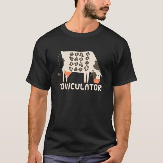 Grappige wiskunde - Koe-rekenmachine T-shirt (Voorkant)