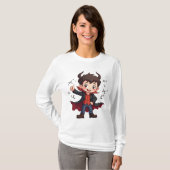 Grappige Wiskunde Leraar Cartoon – Duivelse Opvoed T-shirt (Voorkant volledig)