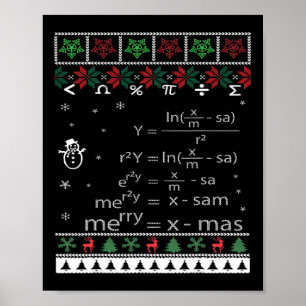 Grappige Wiskunde Leraar Kerst Vrolijk Kerstfeest  Poster