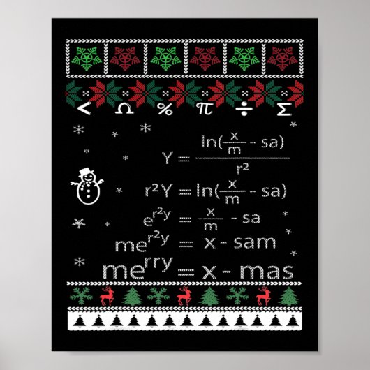 Grappige Wiskunde Leraar Kerst Vrolijk Kerstfeest  Poster (Voorkant)