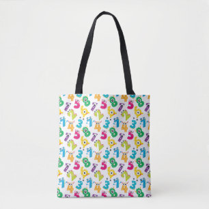 Grappige Wiskunde Monster Getallen Patroon Tote Bag