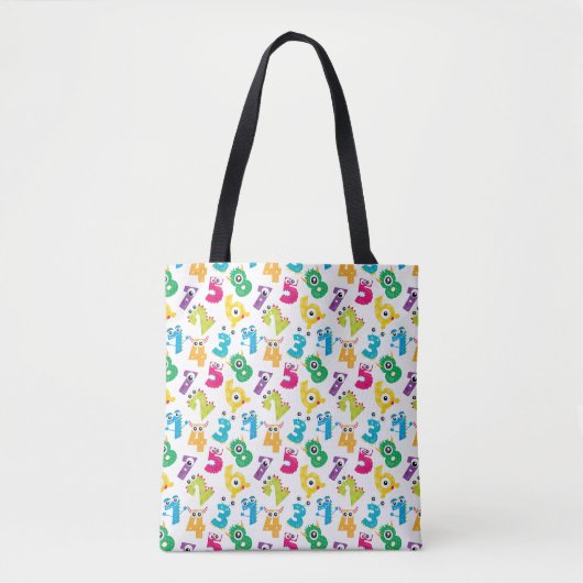 Grappige Wiskunde Monster Getallen Patroon Tote Bag (Voorkant)