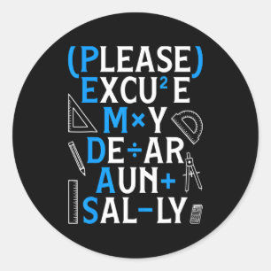 Grappige wiskunde regels Pemdas grap leraren wisku Ronde Sticker
