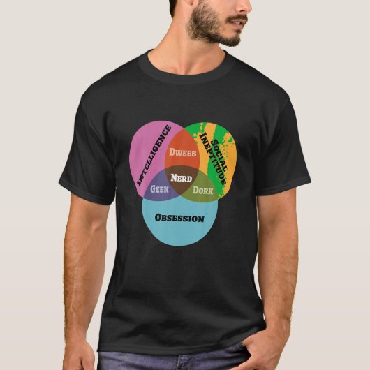 Grappige Wiskunde Venn Diagram Meme Nerd Geek Dwee T-shirt (Voorkant)