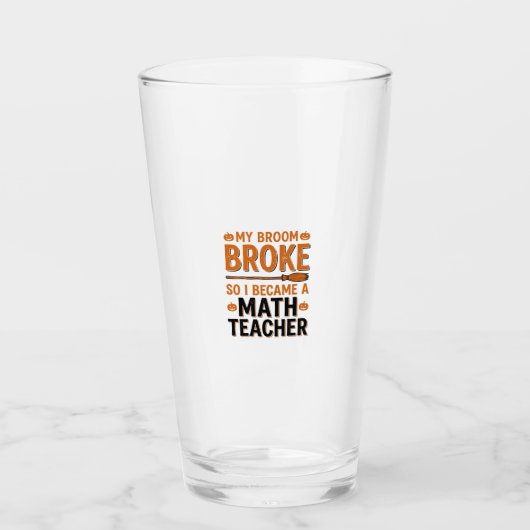 Grappige wiskundeleraar Halloween Bezem Gebroken O Glas (Voorkant)