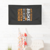 Grappige wiskundeleraar Halloween bezem Spandoek (Insitu)
