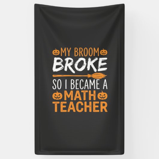 Grappige wiskundeleraar Halloween bezem Spandoek (Verticaal)