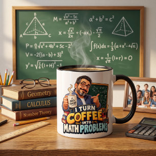 Grappige wiskundeleraar koffie citaat tweekleurige koffiemok
