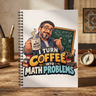 Grappige wiskundeleraar koffie quote cap notitieboek