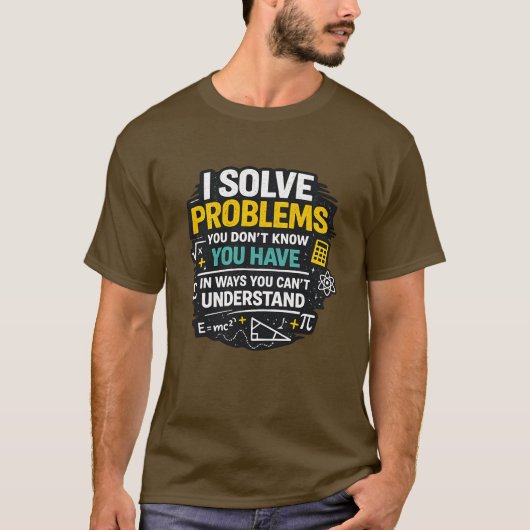 Grappige wiskundeleraar T-shirt ik los probleem op (Voorkant)