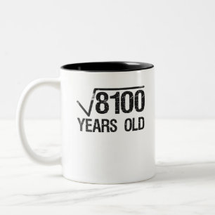 Grappige Wiskundeprobleem Vierkantswortel van 8100 Tweekleurige Koffiemok
