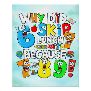 Grappige wiskundesticker met nummers voor kinderen perfect poster
