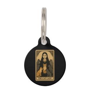 Grappige Witchy Gothic Cat Lady Tarot Kaart Magisc Huisdierpenning