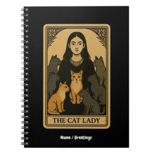 Grappige Witchy Gothic Cat Lady Tarot Kaart Magisc Notitieboek