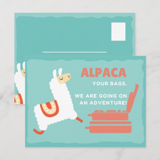 Grappige Witte Alpaca Reis Briefkaart (Voorkant / Achterkant)