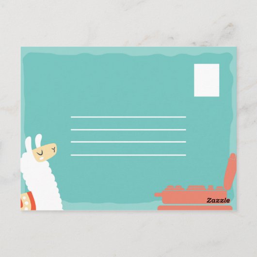 Grappige Witte Alpaca Reis Briefkaart (Achterkant)