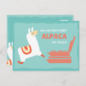 Grappige Witte Alpaca Reis Briefkaart (Voorkant / Achterkant)