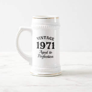 Grappige witte bierpul cadeau uit 1971 voor 50e ve