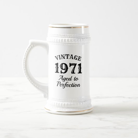 Grappige witte bierpul cadeau uit 1971 voor 50e ve (Links)