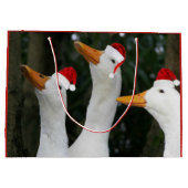 Grappige witte eenden in rode Santa Petten Vakanti Large Cadeautasje (Achterkant)
