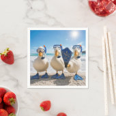 Grappige Witte Eenden met Snorkelapparatuur Servet (Insitu)