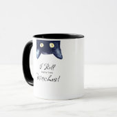 Grappige witte en zwarte kat koffiemok mok (Voorkant links)
