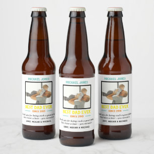 Grappige witte foto beste papa ooit eerste Vaderda Bier Etiket