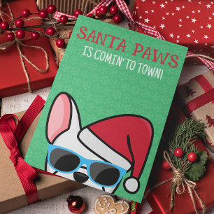 Grappige Witte Franse Bulldog Santa Pootjes Kerstm Kaart