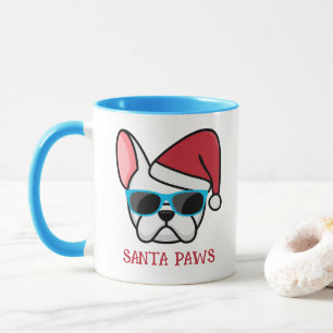 Grappige Witte Franse Santa Paws Kerstmis Mok