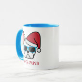 Grappige Witte Franse Santa Paws Kerstmis Mok (Voorkant links)