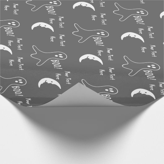 grappige witte geest en halve maan zwart cadeaupapier (Hoek)