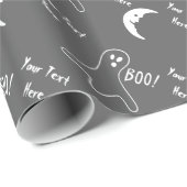 grappige witte geest en halve maan zwart cadeaupapier (Rol Hoek)