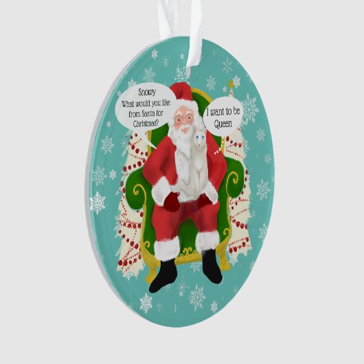Grappige witte kat bezoeken Santa Custom Foto Ornament (voorkant)
