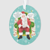 Grappige witte kat bezoeken Santa Custom Foto Ornament (voorkant)