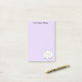 Grappige Witte Kat Boek Lezen Humor Paars Post-it® Notes (Op bureau)