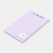 Grappige Witte Kat Boek Lezen Humor Paars Post-it® Notes (Schuin)