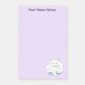Grappige Witte Kat Boek Lezen Humor Paars Post-it® Notes (Voorkant)