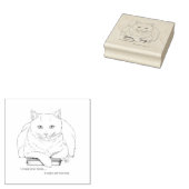 Grappige Witte Kat Boek Lezen Humor Paars Rubberstempel (Gestempeld)