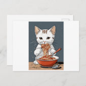 Grappige witte kat briefkaart (Voorkant / Achterkant)