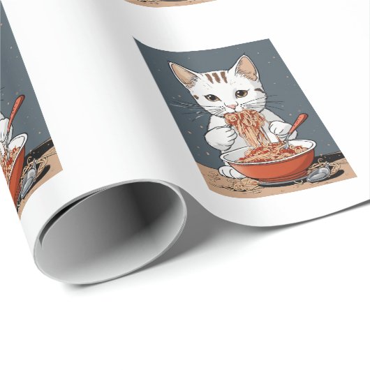 Grappige witte kat cadeaupapier (Rol Hoek)