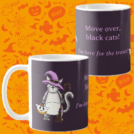 Grappige Witte Kat Heks Halloween Koffie Koffiemok