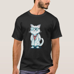 Grappige witte kat in lab voor wetenschap liefhebb t-shirt
