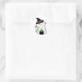 Grappige witte kat is een heks ronde sticker (Tas)