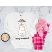 Grappige witte kat Kerstboom lampjes sarcastisch Trui