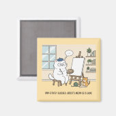 Grappige Witte Kat Kunst Blok Studio Kitten Huisde Magneet (Voorkant / Achterkant)