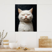 Grappige Witte Kat met Attitude, Niet Onder de Ind Poster (Keuken)