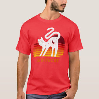grappige witte kat retro vintage jongen t-shirt