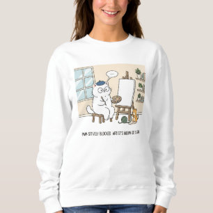 Grappige Witte Kat Schilder Inspiratie Studio Kuns Trui